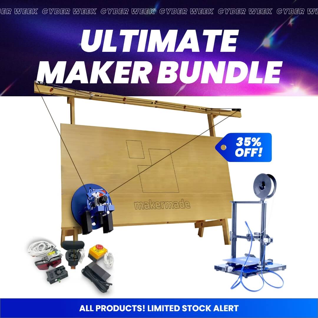 Ultimate Maker Bundle: MakerMade M2 CNC, Laser Engraver, and 300x 3D Printer