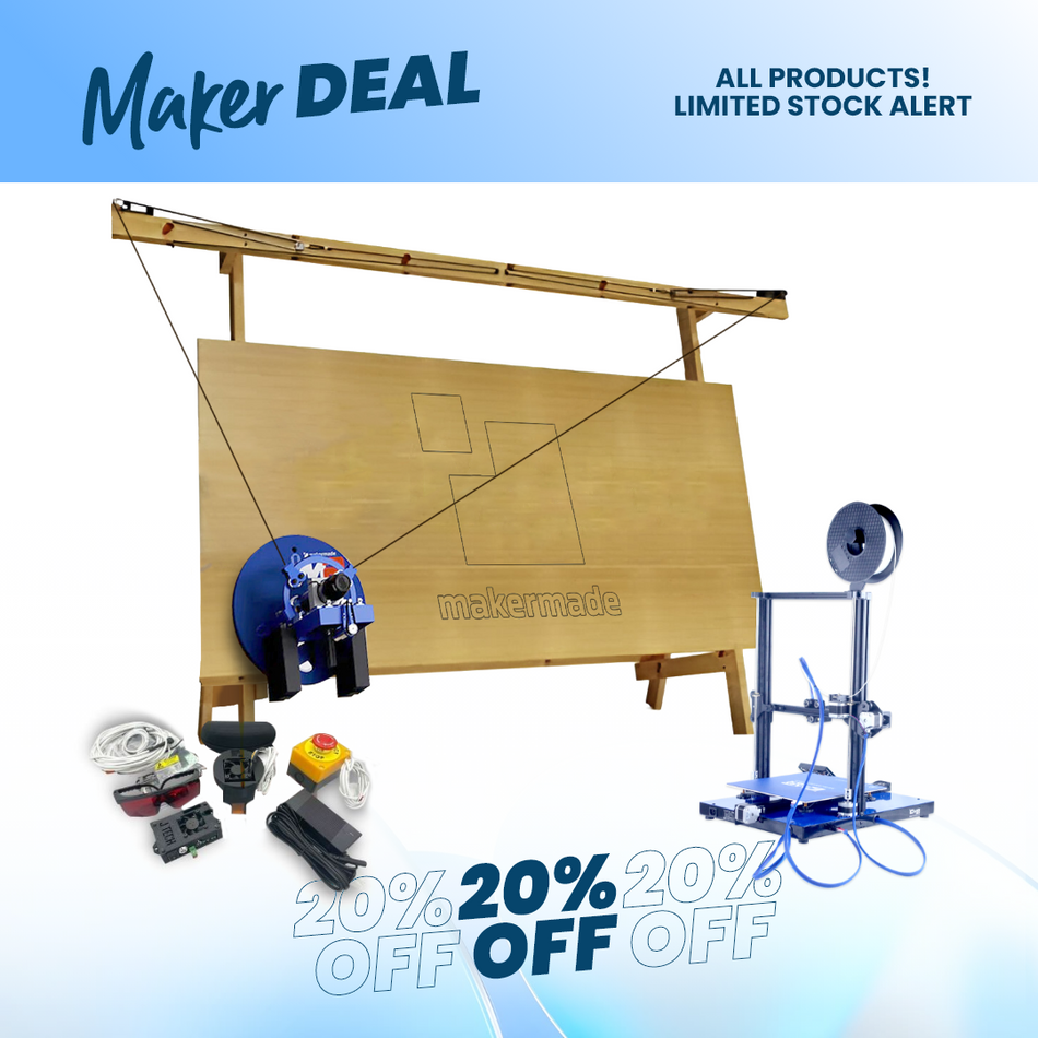 Ultimate Maker Bundle: MakerMade M2 CNC, Laser Engraver, and 300x 3D Printer