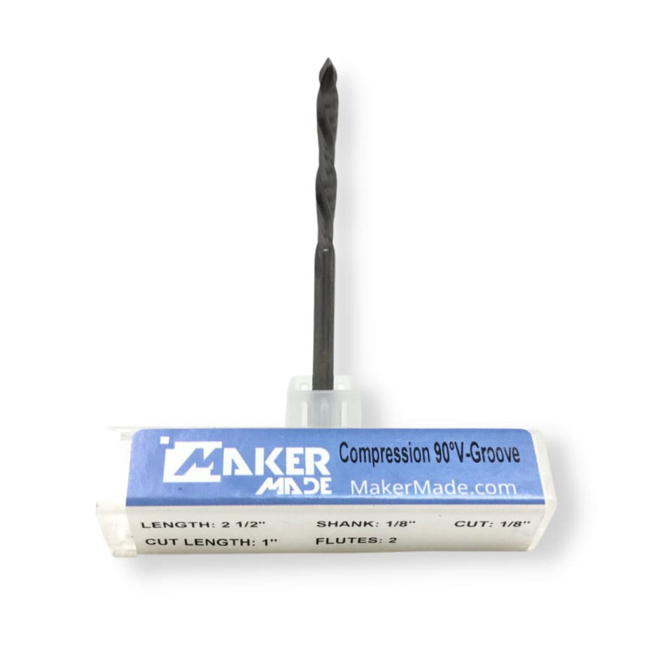 MakerMade 1/8" Compression 90 Degree V-Groove Router Bit Engraver Series